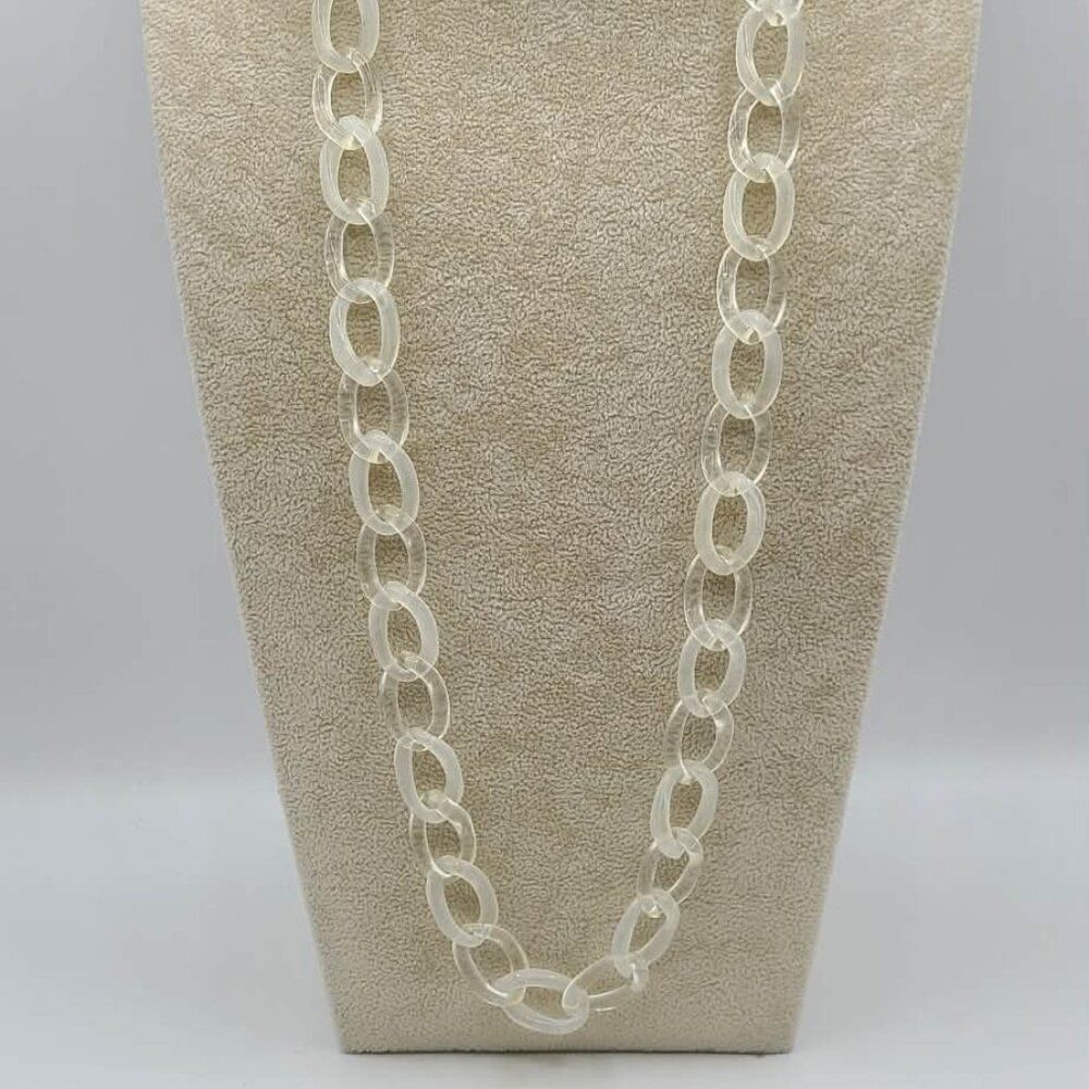 J Crew White Lucite Long Link Necklace NWOT!